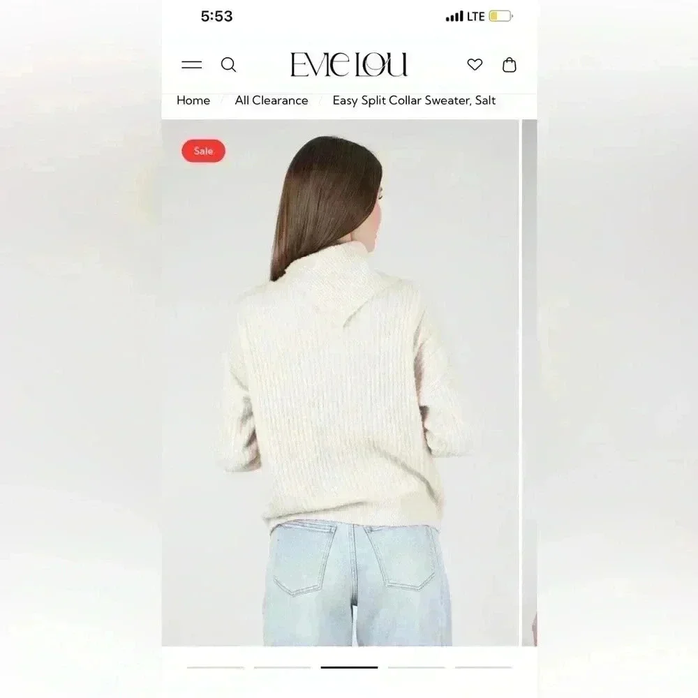 LILLA P Easy Split Collar Sweater, Salt